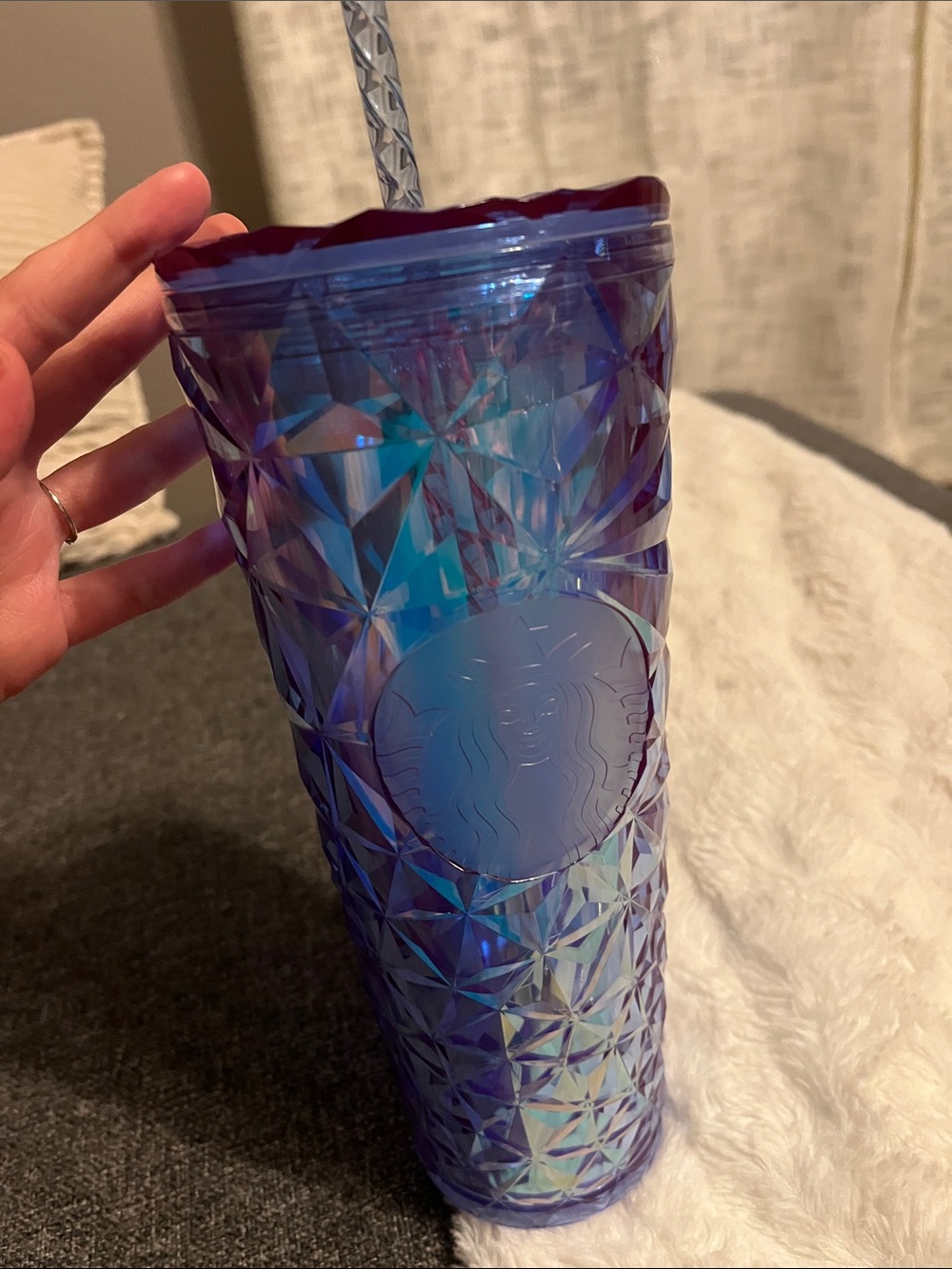 Starbucks Iridescent Blue-Purple Tumbler with Straw